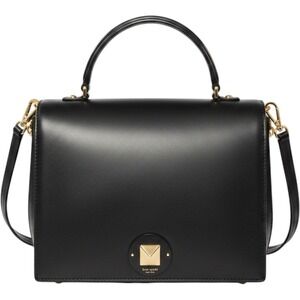 Kate Spade New York Crossbody Purse Black Leather Designer Gold Tone Hardware